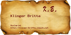 Klinger Britta névjegykártya